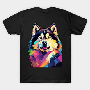 Alaskan Malamute Dog Pop Art T-Shirt